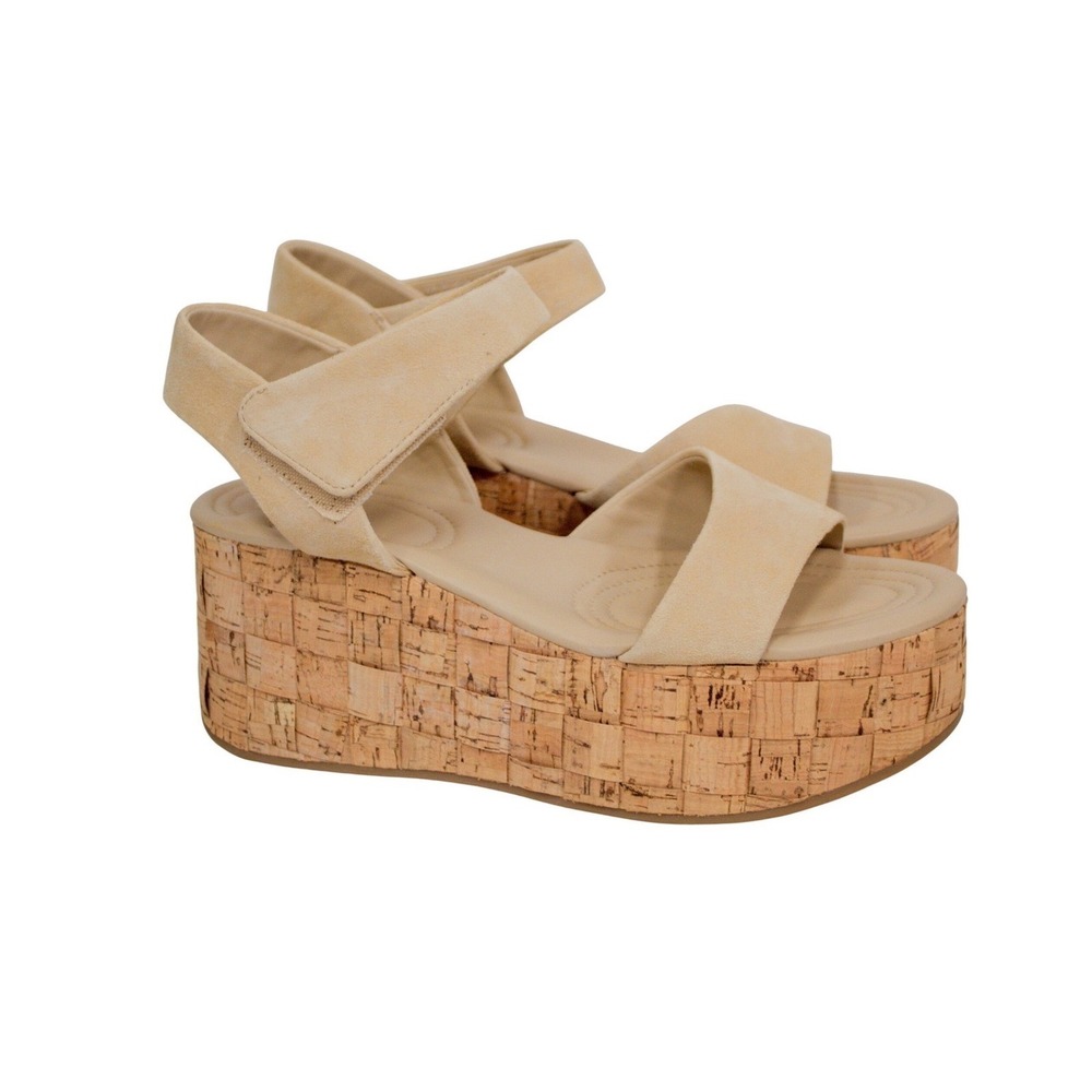 Demi 2 Sand Suede Franco Sarto Platform Wedge Sandals